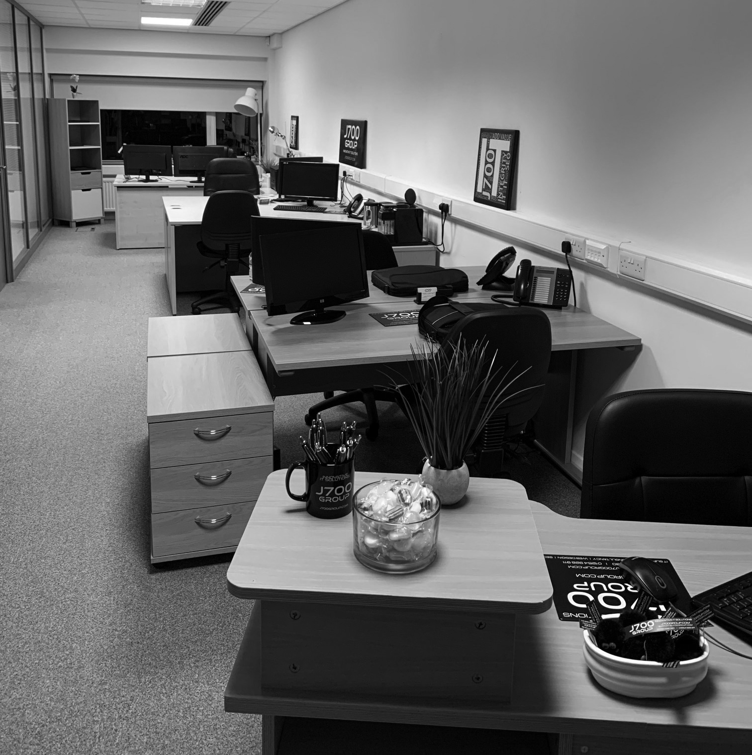 Workstations inside J700 Group's Rossendale office